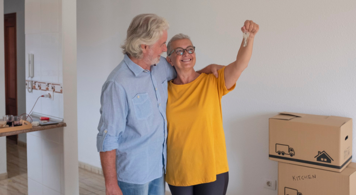 senior couple moving